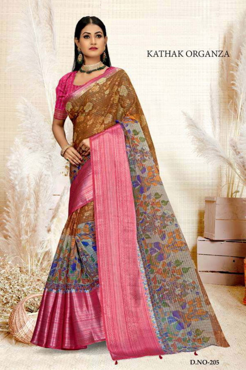 Ynf Kathak Organza Ethnic Wear Fancy Designer Saree Collection 